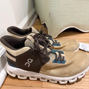 On Running Tan and Dark Brown Sneakers